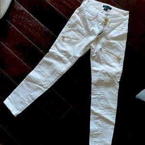 White House Black Market cream skinny crop pants